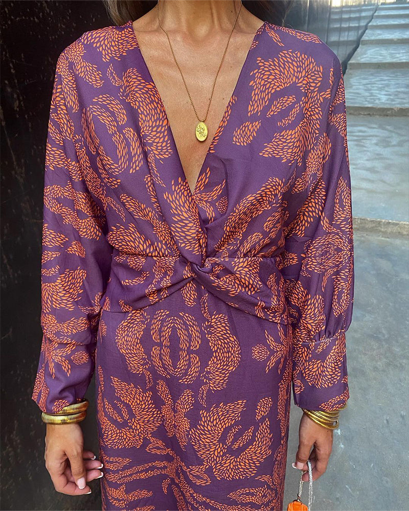 AZURA™ - Bold Botanical Wrap Dress