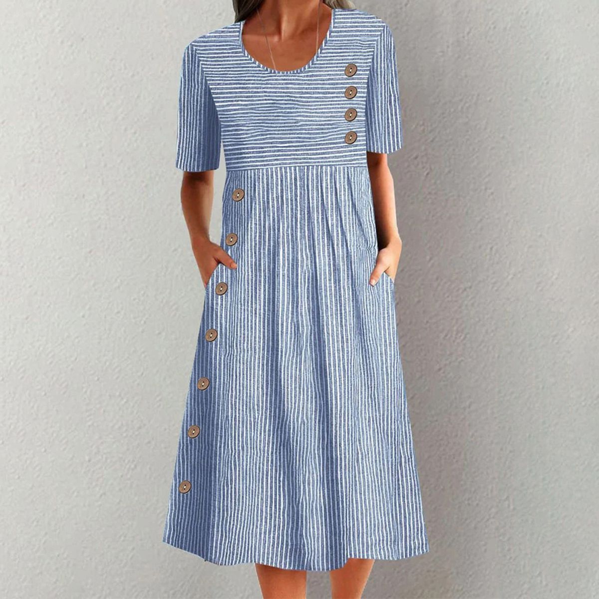 Mariel™ - Striped Button Dress