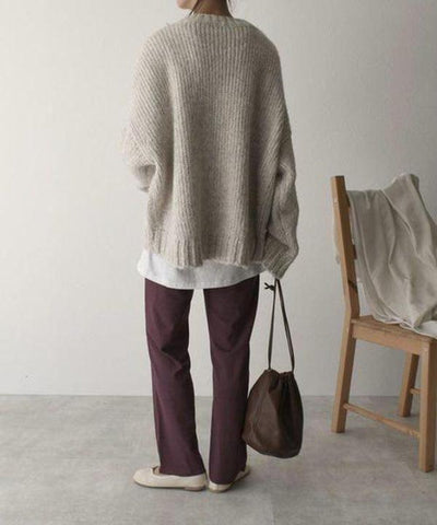 Lucianna | Oversized beige pocket front sweater