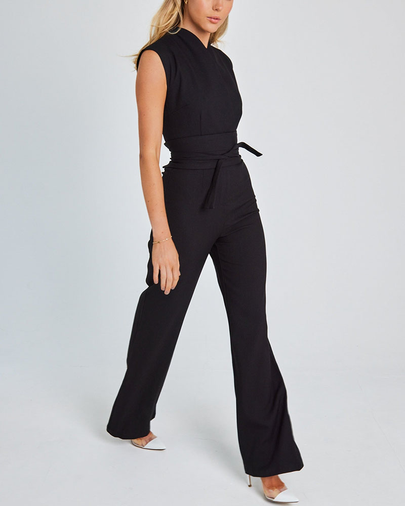 Jeann™ - Elegant Belted Jumpsuit