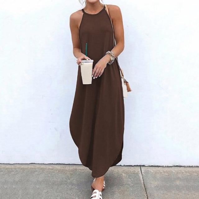 Aurella™ - Effortless Halter Maxi Dress