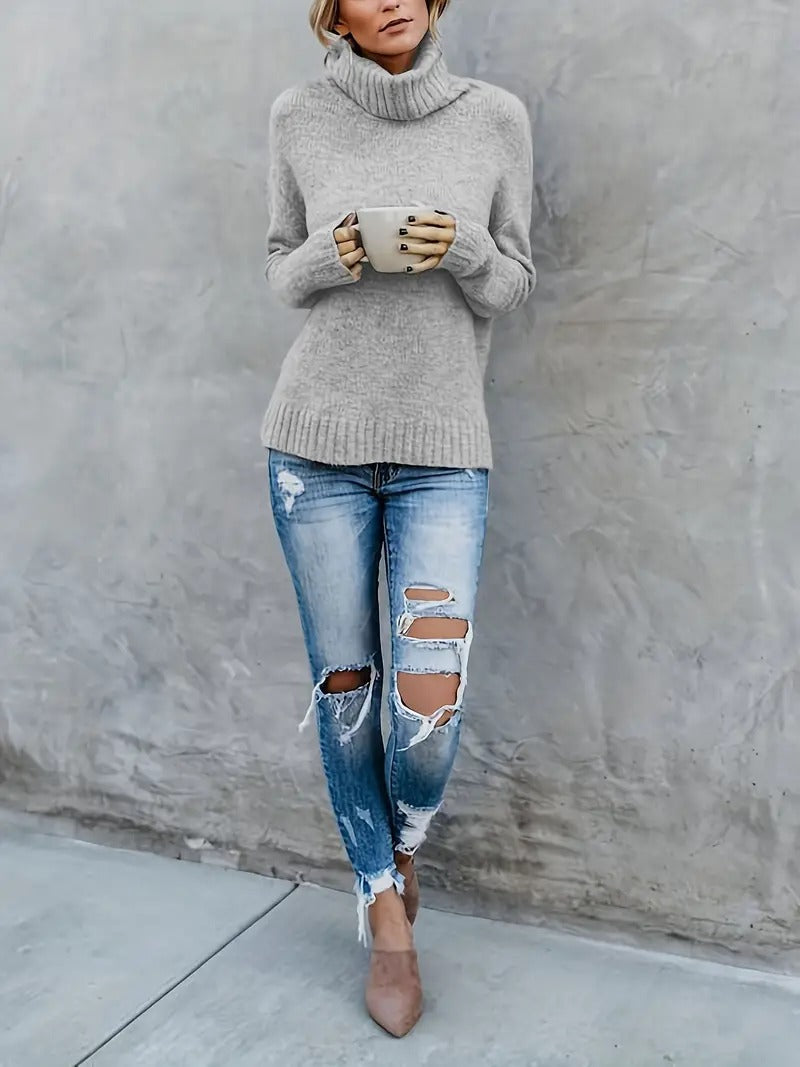 Emma - Slit Sleeve Turtleneck Sweater