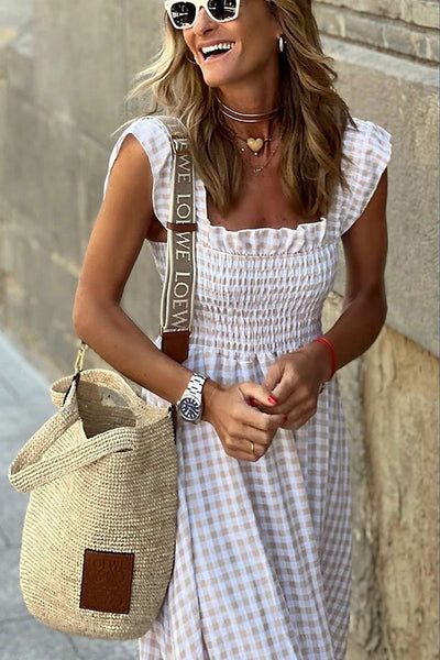 Odette - Elegant Plaid Summer Dress