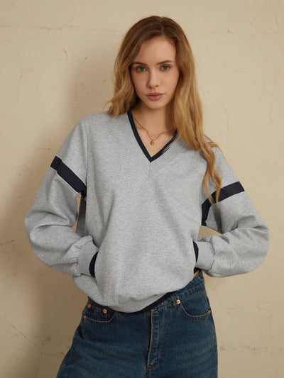 SCARLETT - Contrast Trim Oversized Sweatshirt