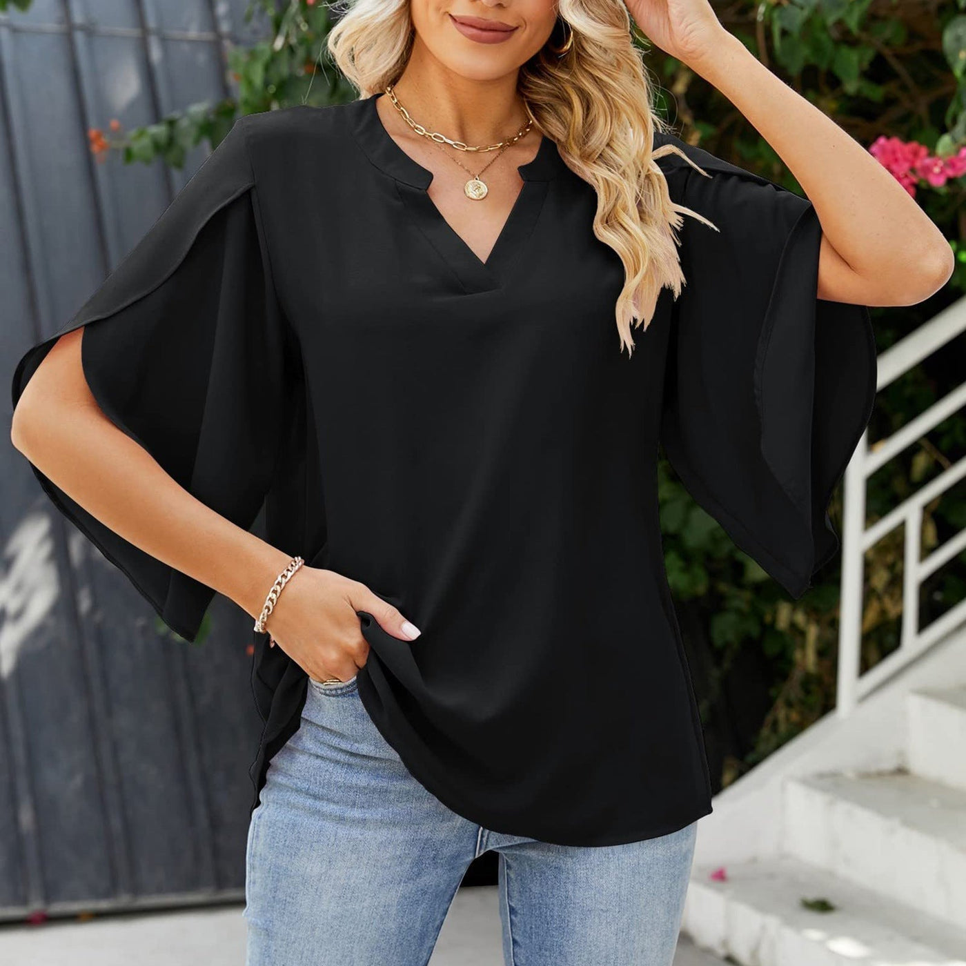 Leni™ - Elegant V-Neck Top