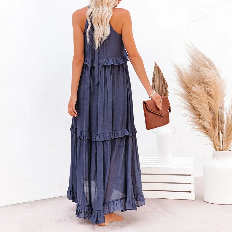 Emilia™ - Halter Ruffle Maxi Dress