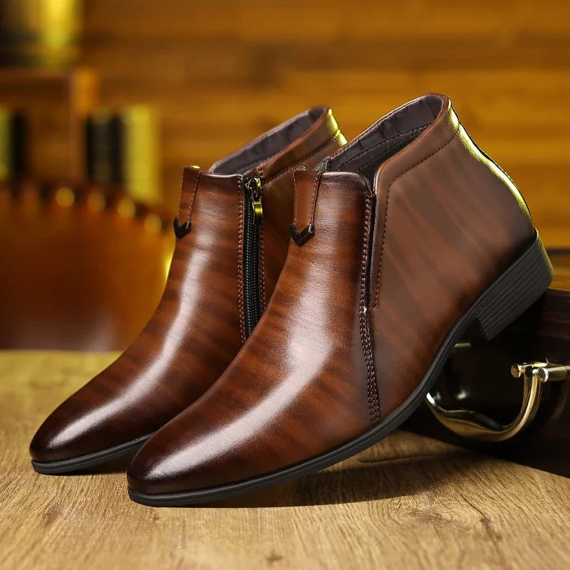 Pierre™ | Chic Leather Boots with Zipper