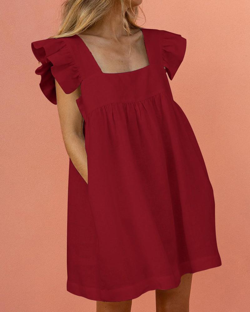 Mikaella™ - Effortless Flutter-Sleeve Dress