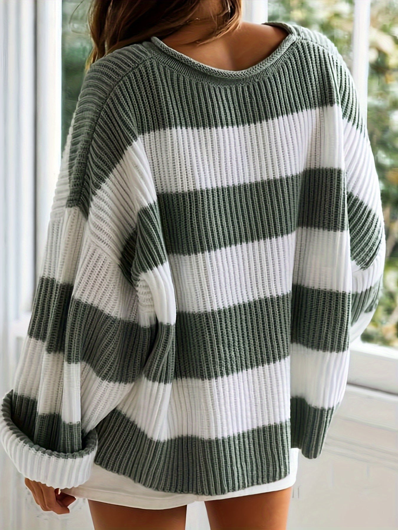 Chloe™ Striped Crew Neck Pullover