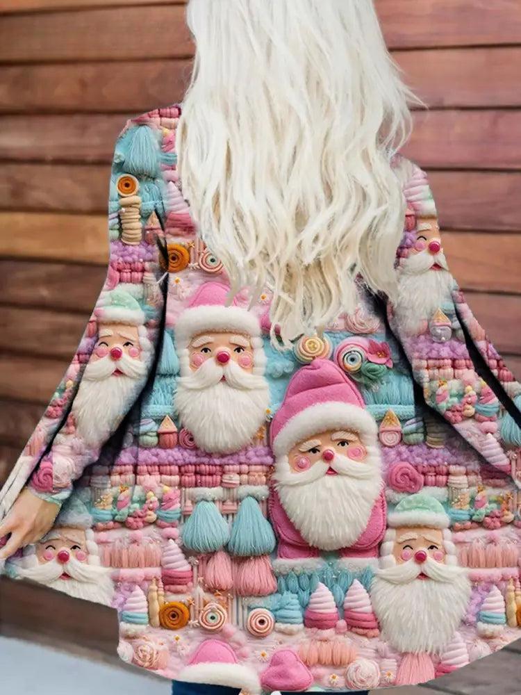 Women's Vintage Jacket with Long Sleeves featuring Santa Claus