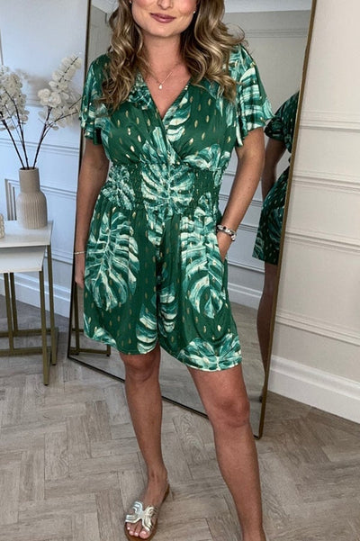 Jolaine - Leafy Print Romper