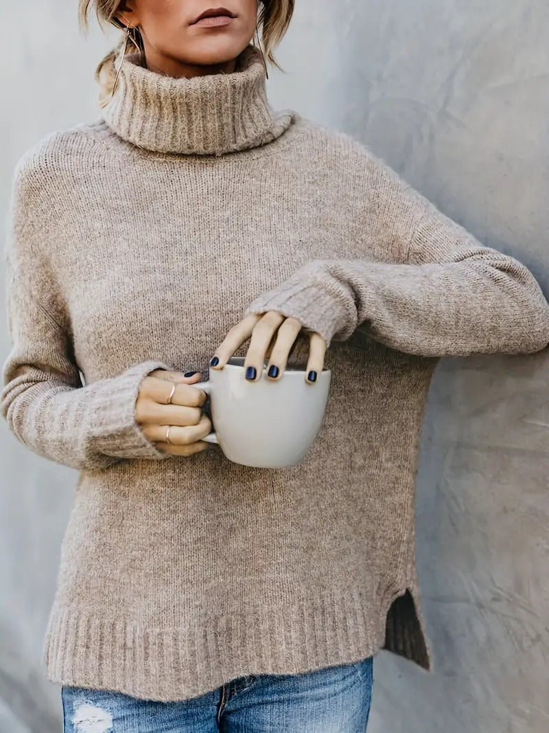 Emma - Slit Sleeve Turtleneck Sweater