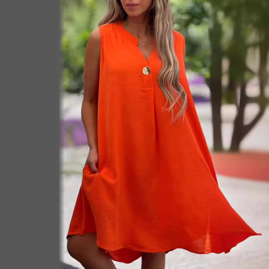 Sheryl - Sleeveless V-neck Dress