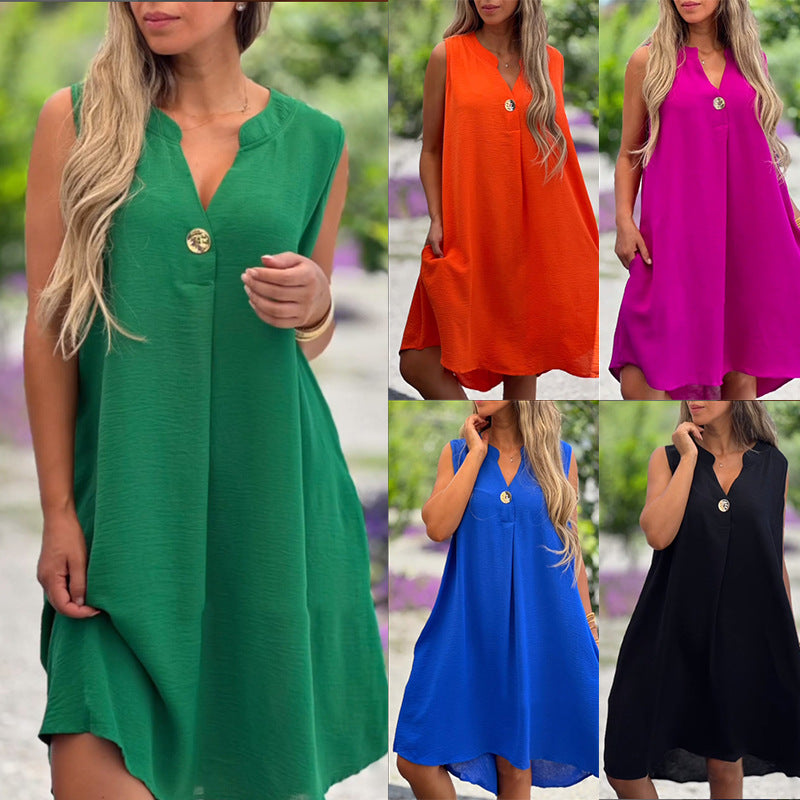 Sheryl - Sleeveless V-neck Dress